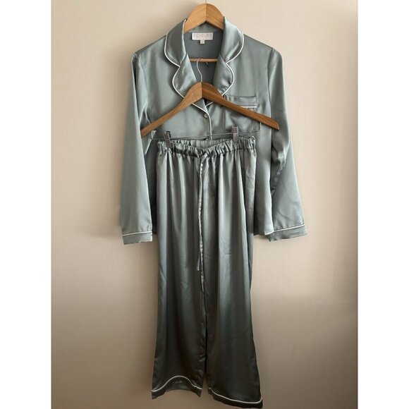 Revelry  Daybreak Satin Sleep Pants Sage Green Silky Women’s Small - Picture 2 of 9